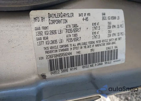 2005 Chrysler Pacifica Touring из США, поврежденный, VIN 2C8GF68485R502404